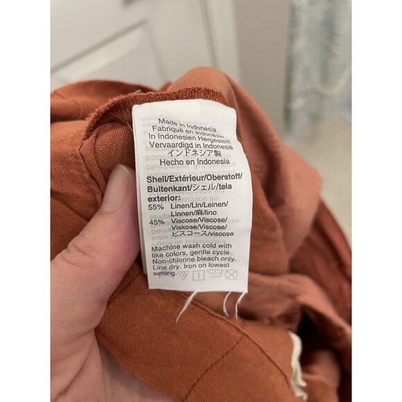 Madewell Drapey Paperbag Pants Size 4 Burnt Clay Linen Blend - Picture 8 of 8